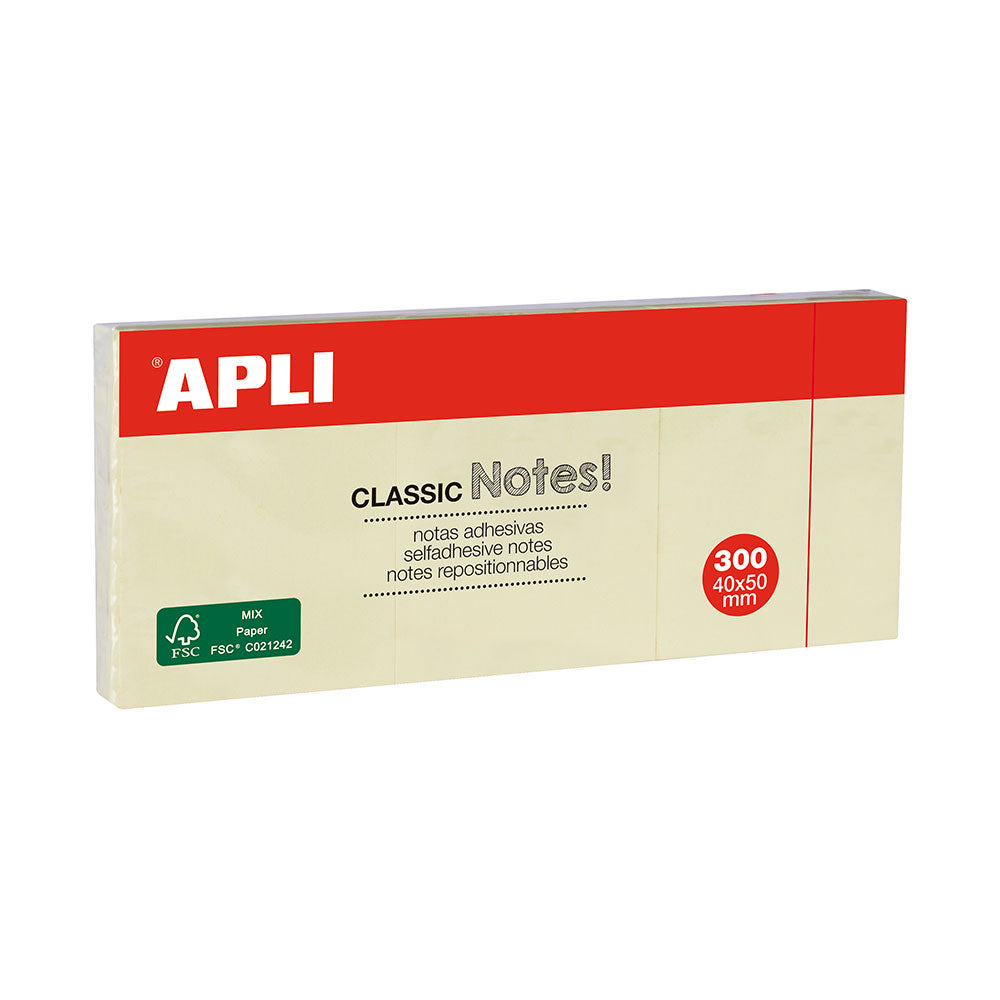 Apli Notite adezive, 40 x 50 mm, galben, 300 file