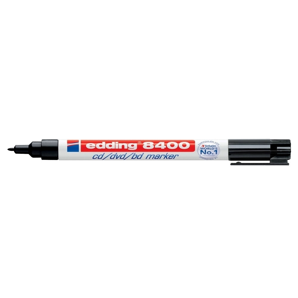 Edding Marker permanent 8400, pentru CD/DVD/BD, corp plastic, varf rotund, 0.75 mm, negru