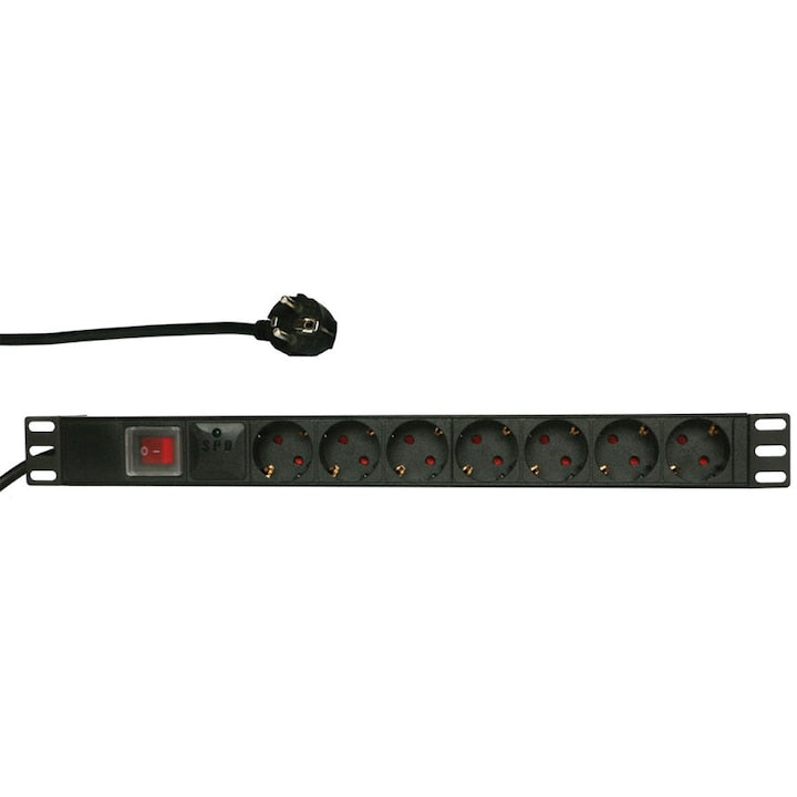 Bachmann Prelungitor / PDU 19" 1U 333.410, Intrare C14, Iesire 8x Schuko, Cablu 2m, Siguranta 10A, Profil alu