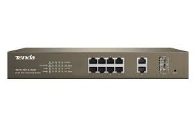 Tenda 8-Port 10/100M PoE + 2-Port Gigabit TP/2SFP Combo Web Smart Switch max. 123W, rack-mountable