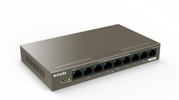 Tenda 9-Port 10/100Mbps Desktop Switch with 8-Port PoE max. 58W, Steel case