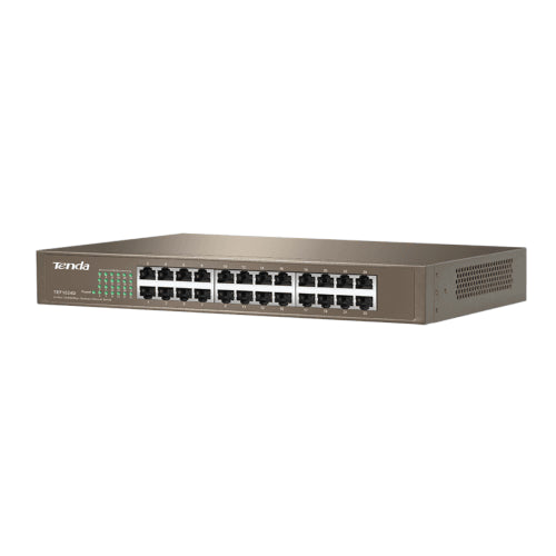 Tenda 24-port Fast Ethernet Switch, 24x 10/100Mbps auto-negotiation RJ45 ports, Steel case, Desktop mount