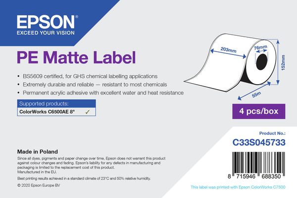 Epson ETICHETE PREMIUM MATTE LABEL CONTINUOUS, 203MMX55M C6500AE