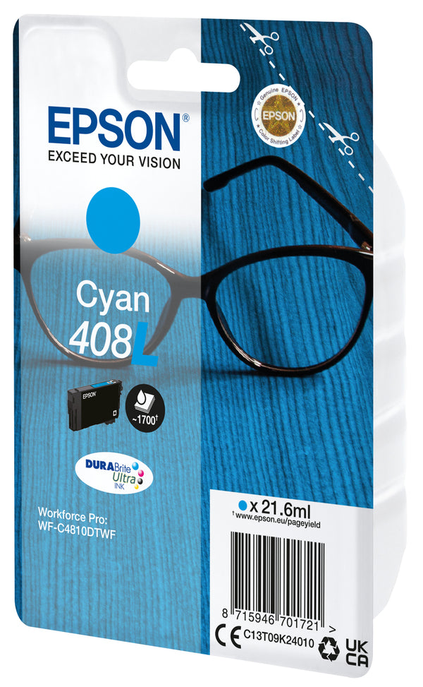 Epson INK Singlepack Cyan 408L DURABrite Ultra Ink