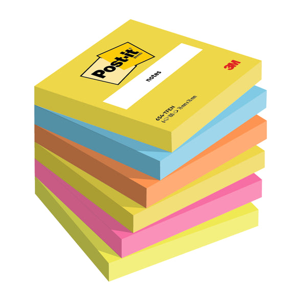 Post-it Notite adezive, 76 x 76 mm, multicolor, neon, 100 file, 6 bucati/set, 100% PEFC