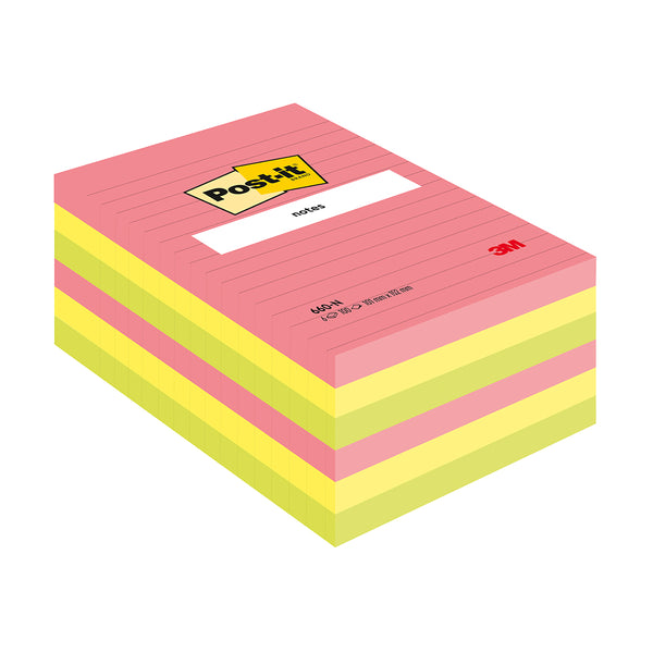 Post-it Notite adezive Post-it® 660N, Neon, liniate, 101 x 152 mm, 100 file/bucata, 100% PEFC