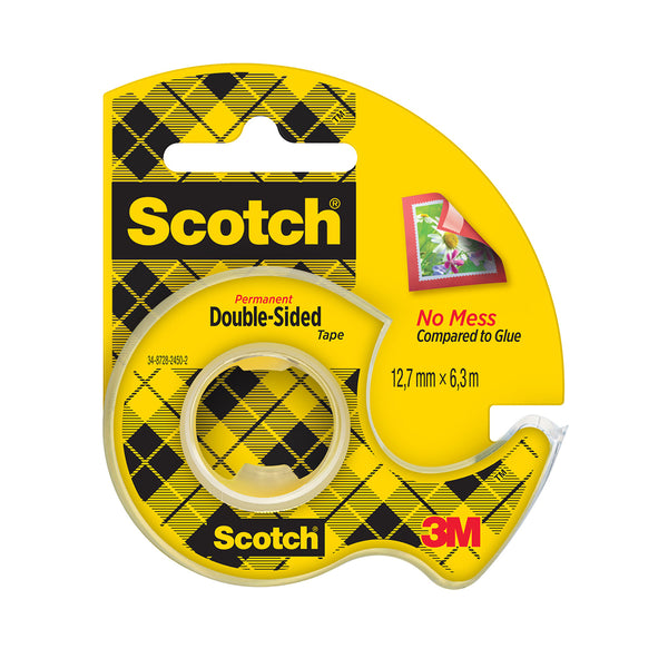 Scotch Bandă dublu adezivă transparentă 3M Scotch® cu dozator, 12,7 mm x 6,3 m, 1 bucată/pachet
