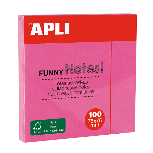 Apli Notite adezive, 75 x 75 mm, roz, 100 file