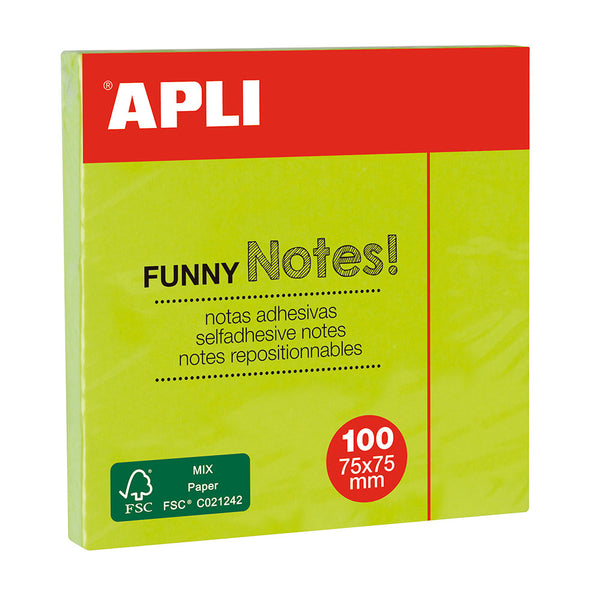 Apli Notițe adezive, 75 x 75 mm, verde, 100 file