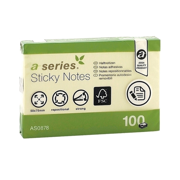 A-series Notite adezive, 50 x 75 mm, galben, 100 file