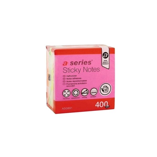 A-series Notite adezive, 75 x 75 mm, 400 file, 4 culori