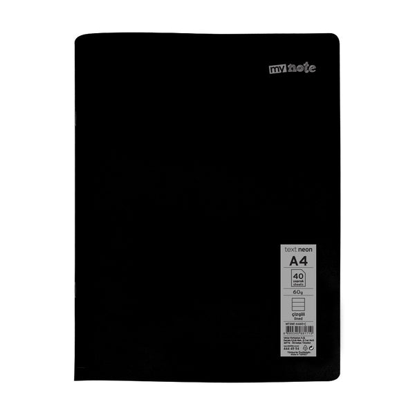 Mynote Caiet capsat, format A4, 40 file offset 60 g/mp, liniatura dictando, coperta PP neon, mix de 8 culori