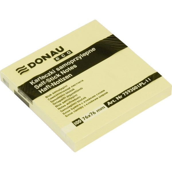 Donau Notite adezive, 76 x 76 mm, galben, 100 file