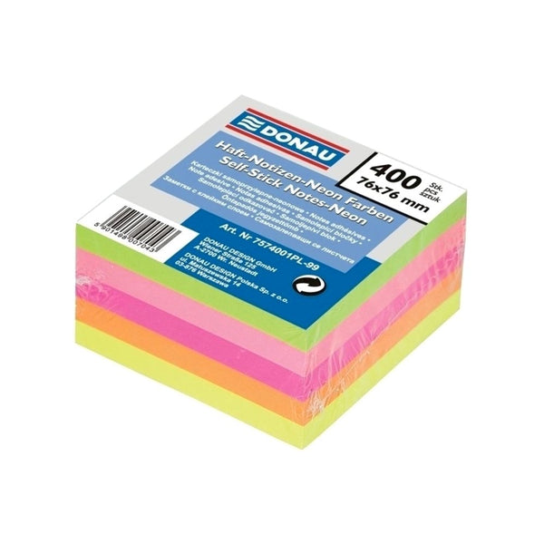 Donau Notite autoadezive, 76 x 76 mm, neon, 400 file