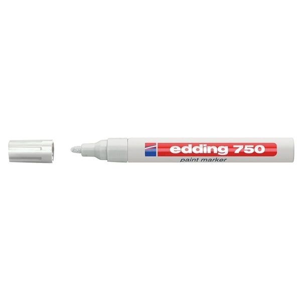 Edding Marker permanent 750, cu vopsea, corp metalic, varf rotund, 2-2-4 mm, alb