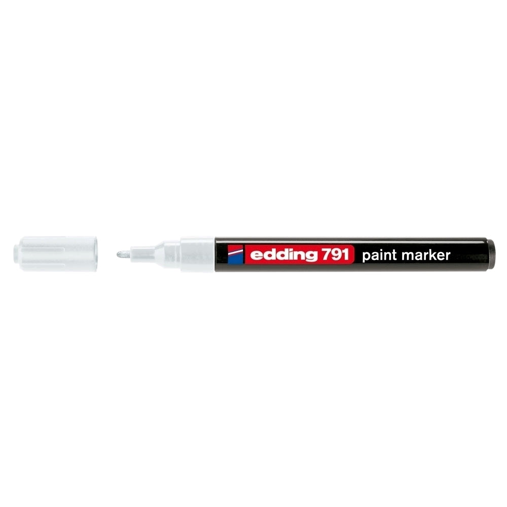 Edding Marker permanent 791, cu vopsea, corp plastic, varf rotund, 1-2 mm, alb