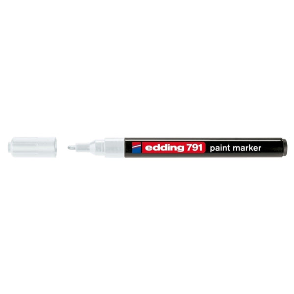 Edding Marker permanent 791, cu vopsea, corp plastic, vârf rotund, 1-2 mm, alb