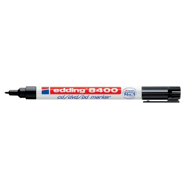 Edding Marker permanent 8400, pentru CD/DVD/BD, corp din plastic, vârf rotund, 0.75 mm, negru
