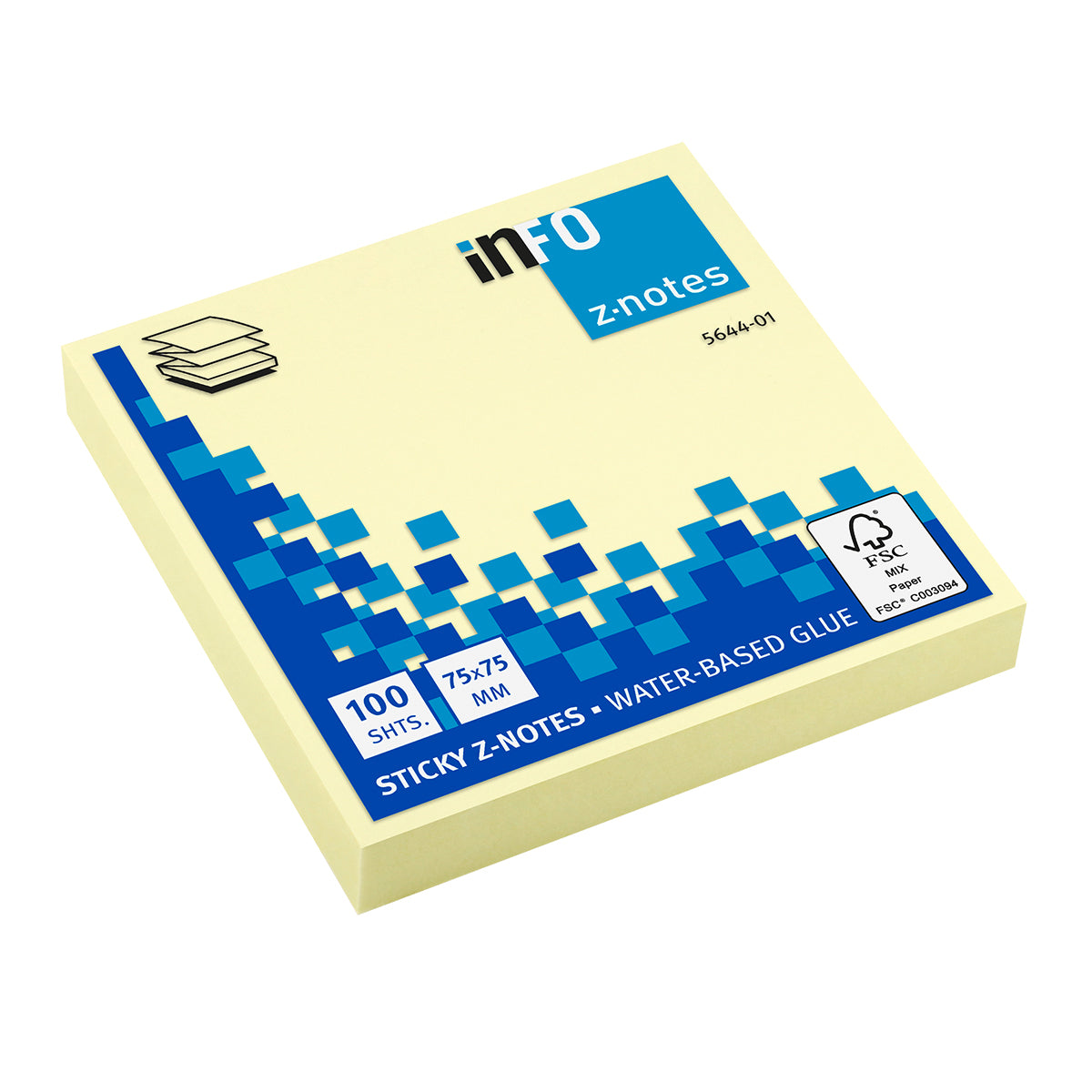 Info Notite adezive Z-notes, 75x75 mm, galben pastel, 100 file/set