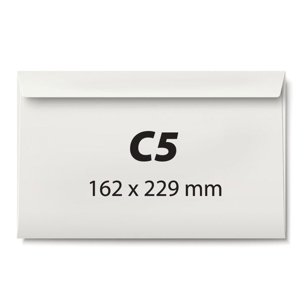 C5 envelope, 162 x 229 mm, white, silicone strip, 80 gsm, 25 pieces/set