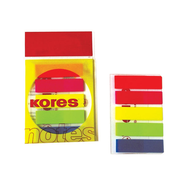 Kores Index, self-adhesive, plastic, 12 x 45 mm, 5 colors x 25 sheets/color