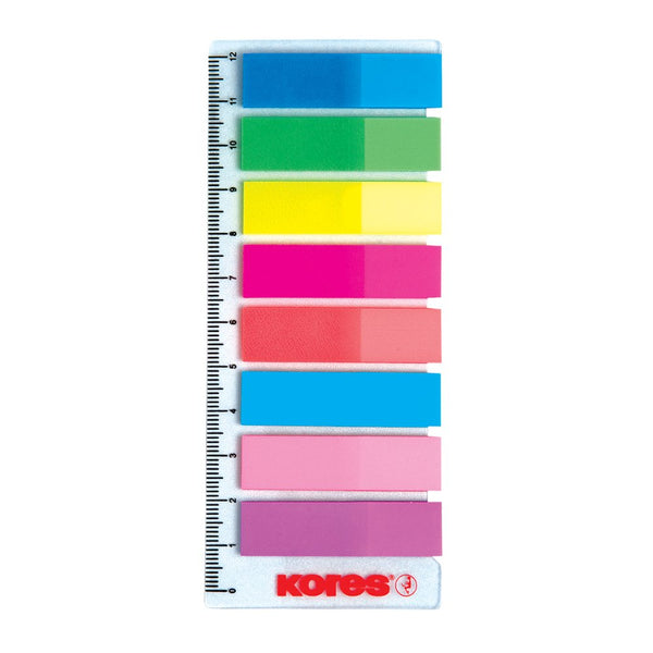 Kores Index, self-adhesive, plastic, 12 x 45 mm, 8 colors x 25 sheets/color