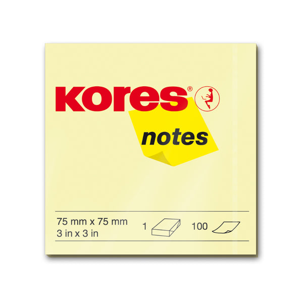 Kores Notite adezive, 75 x 75 mm, galben, 100 file