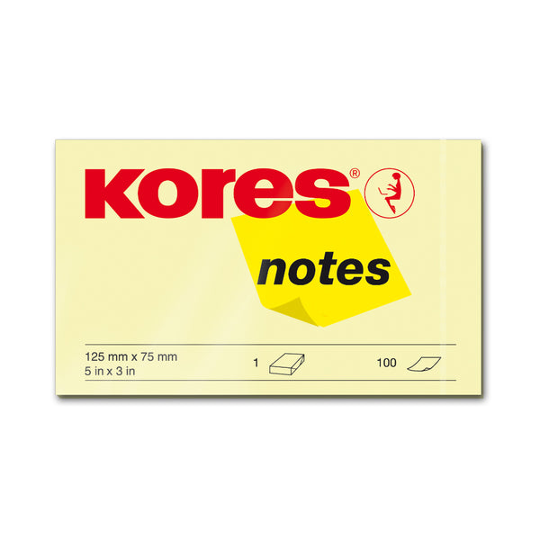 Kores Notite adezive, 125 x 75 mm, galben, 100 file