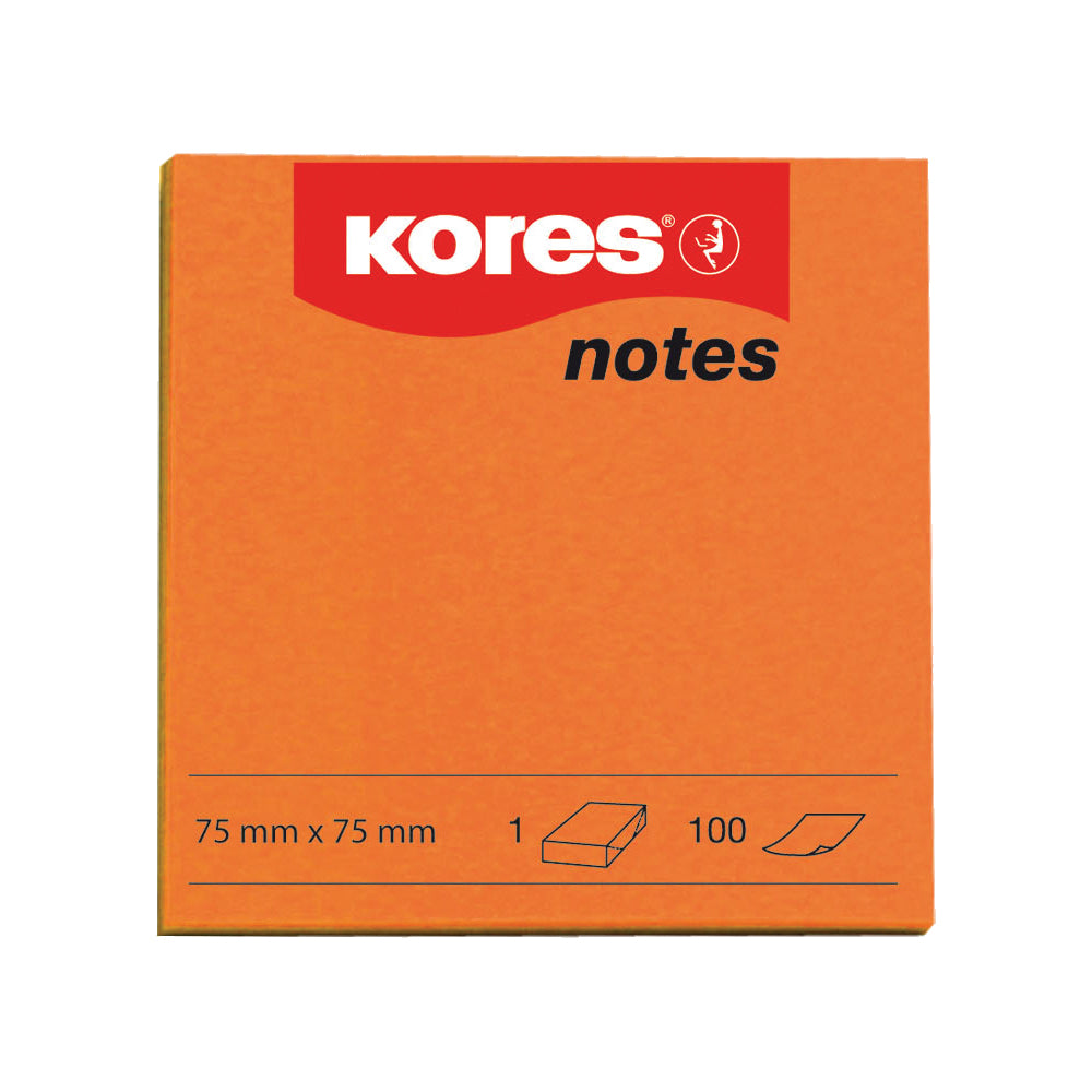 Kores Sticky Notes, 75 x 75 mm, orange, 100 sheets