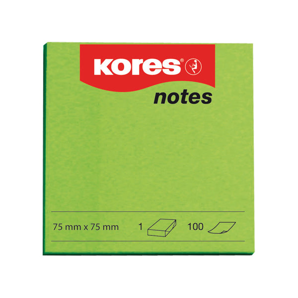Kores Notițe adezive, 75 x 75 mm, verde, 100 file