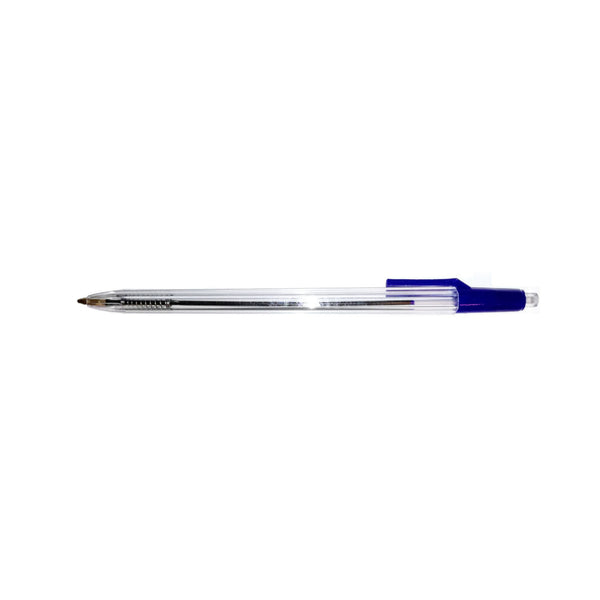 Pix cu mecanism Atlas , corp transparent, culoare scriere albastru
