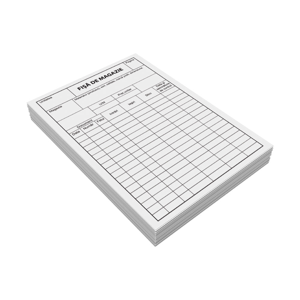 Inventory sheets, cardboard A5, double-sided, 100 sheets/set