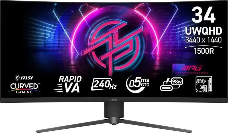 Monitor Consumer MSI MPG 346CQRF X24, 34", 3440 x 1440 pixeli, Black