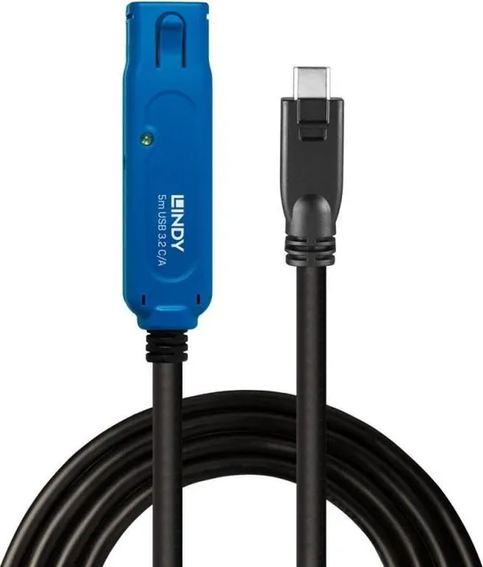 Cablu Lindy USB 3.2 Gen 1 C/A Active Extension Pro, USB C/ USB A, 5 m, Negru