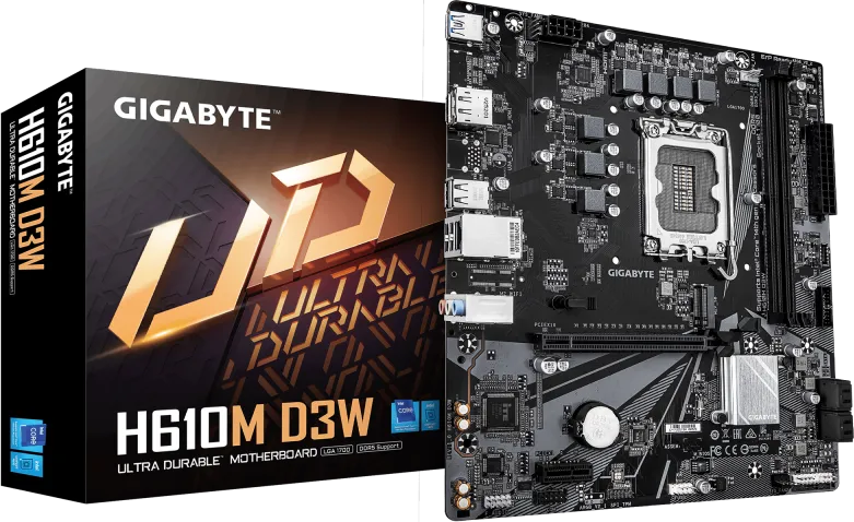 Placa de baza Gigabyte H610M D3W, Socket 1700, DDR5, Micro-ATX