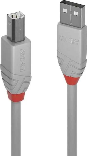 Cablu Lindy Anthra Line, USB A/ USB B, 1 m, Gri