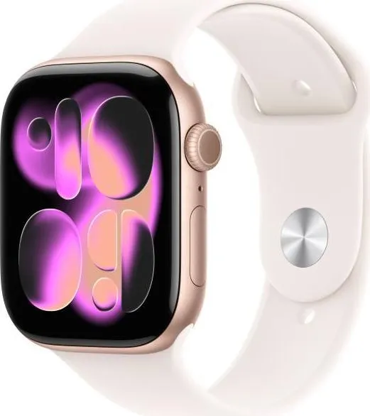 Apple Watch Series 11 GPS + Cellular 46mm Rose Gold Aluminium Case with Light Blush Sport Band - S/M
