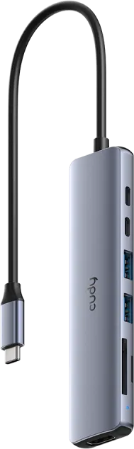 Hub USB CUDY UH407, USB-C, 4 porturi, HDMI, Argintiu