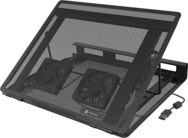 Stand/Cooler notebook Natec TERN 2 PLUS, pana la 17 inch, 2 ventilatoare, Negru