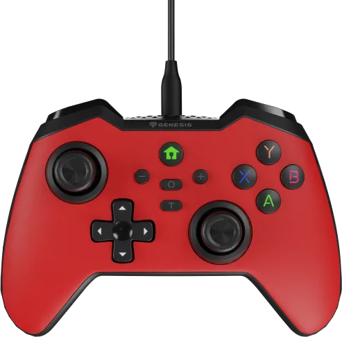 Controller cu fir Genesis Mangan 300, tip Analog/Digital, interfata USB, numar butoane 19, Rosu