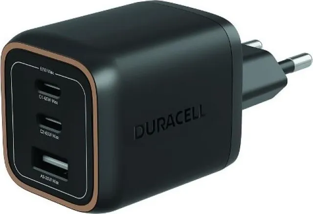 Incarcator Duracell, putere 65W, conectivitate GaN 2 x USB-C