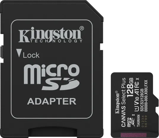 Card de memorie Kingston Canvas Select Plus Gen3 Micro-SDXC, 128 GB, Class 10 + Adaptor