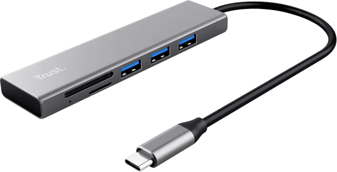 Hub USB Trust Halyx, USB-C, 3 porturi, Gri