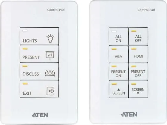 Aten 8-button Control Pad (US, 1 Gang), 4~8 buttons customizable in 14 keypad layouts