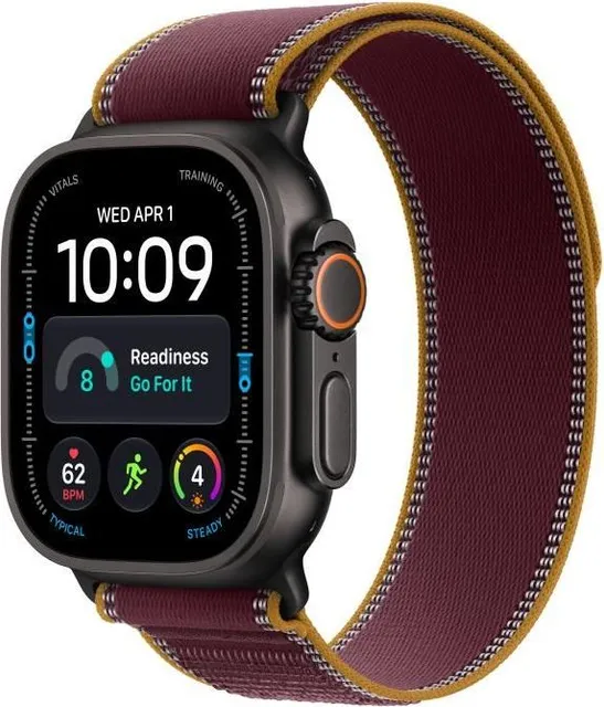 Apple Watch Ultra 4 GPS + Cellular 49mm Black Titanium Case with Burgundy Trail Loop - M/L