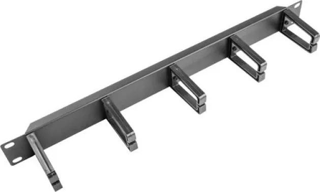 Panou management cabluri cu 5 suporturi din plastic, 1U, tip B, negru