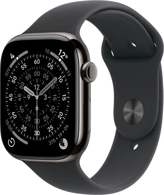 Apple Watch Series 11 GPS + Cellular 42mm Slate Titanium Case with Black Sport Band - M/L