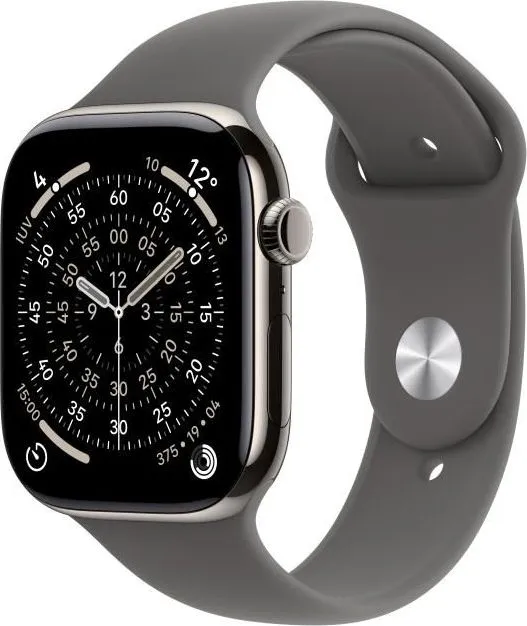 Apple Watch Series 11 GPS + Cellular 42mm Natural Titanium Case with Stone Grey Sport Band - M/L