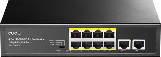 Switch Cudy FS1010PG, 8 porturi, Fast Ethernet + 2 uplink Gigabit