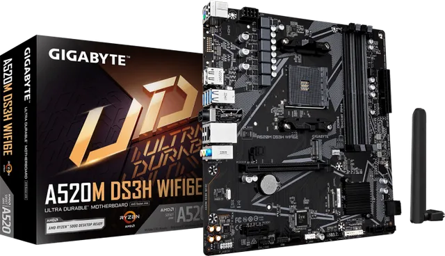 Placa de baza Gigabyte A520M DS3H WIFI6E, Socket AM4, DDR4, Micro-ATX
